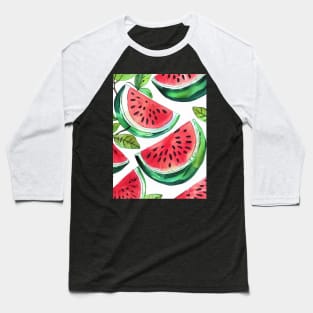 Summer Melon Medley - Refreshing Watermelon Pattern Baseball T-Shirt